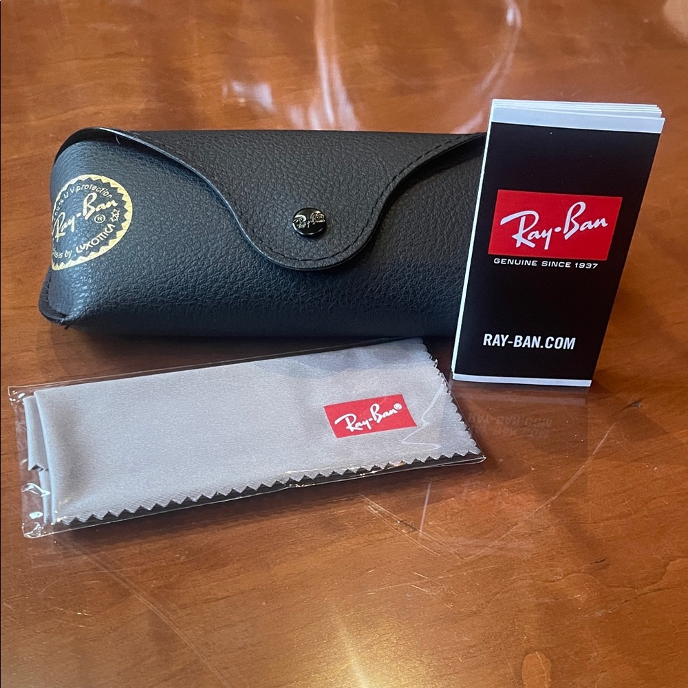 NEW Ray-Ban Eye Glass Sunglass Case Only black & gold w cleaning cloth